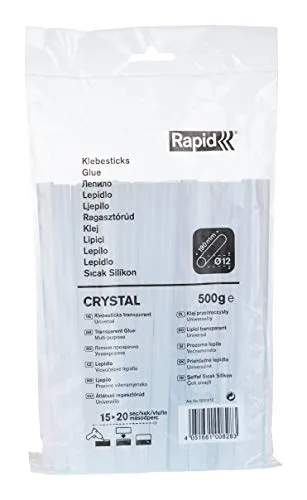 Rapid Klebesticks Kristallklar Universal, 500 g, 25 Sticks, Universeller Heiβkleber, Klebestifte für Klebepistole 11 mm, 12 mm