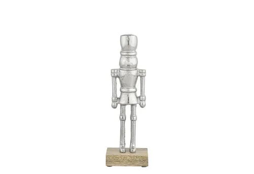 Marrakesch Orient & Mediterran Interior Dekofigur Dekofigur Nussknacker 22cm Silber Aluminium auf Holzsockel Handarbeit (1 St), Handarbeit