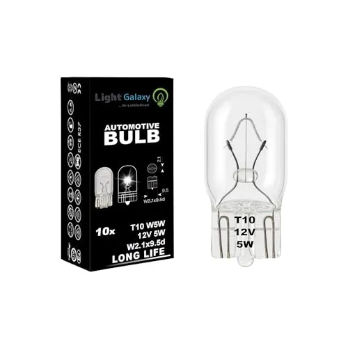Light Galaxy ... Ihr Lichtlieferant 10x Standlicht T10 Lampe W5W 12V 5W Glassockellampe W2.1x9.5d Parklicht Birne Positionslicht Innenraumbeleuchtung Auto