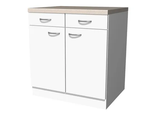 Küchenunterschrank 80 cm Weiß – Witus - Moderner Küchenunterschrank mit 80 cm Breite, ideal für Töpfe und Pfannen. Praktische 2 Drehtüren und 2 Schubkästen sorgen für optimalen Stauraum und einfache Montage.