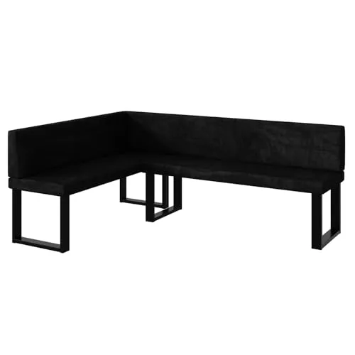 MEBLINI Eckbank für Esszimmer - Küchenbank - Essecke - Sitzecke Küche - Toni - U-Beine 142x196x87cm Links - Graphit Samt