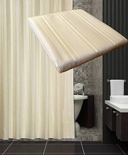 KS Handel 24 Textil Duschvorhang 240x180 cm/Creme gestreift