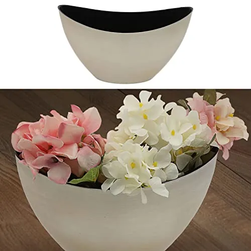 Cepewa Dekoschale │ 29x18x12cm Kunststoff Champagner schwarz │ Pflanzschale in Bootsform (1 x oval Champagner schwarz 29x18x12cm)