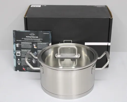 SILBERTHAL Kochtopf Induktion 20 cm - Edelstahl 3,5L, mit praktischem Einhängedeckel und Messskala für gleichmäßiges Garen auf allen Herdarten