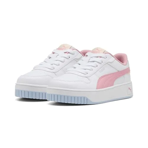 PUMA Carina Street PS Sneaker, White-PINKSCAPE-Exotic RED, 30.5 EU - Stylische Sneaker für Mädchen mit hochwertigem Lederoberteil und komfortabler Plateausohle für einen modernen Look.
