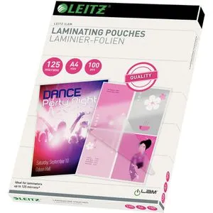 Leitz Laminierfolien 33808 iLAM, DIN A4, 125 mic, glänzend, 100 Stück