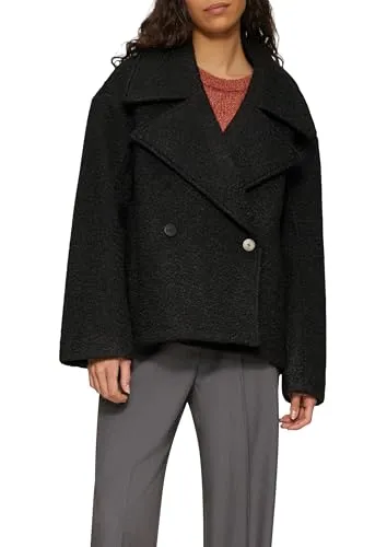 QS Outdoorjacke Oversized Cabanjacke aus Bouclé schwarz M - Funktionsjacken mit lässigem Oversize-Schnitt und hochwertigem Bouclé-Material für optimalen Tragekomfort und Stil.