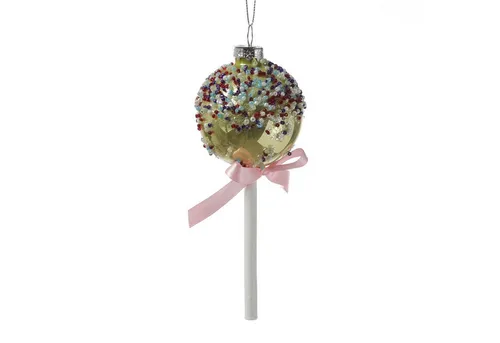 MARELIDA Christbaumschmuck Weihnachtsbaumschmuck Lolli Cake Pop mit Perlen Glas H: 16cm gold