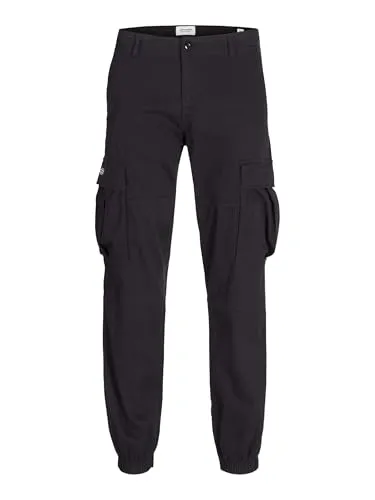 JACK&JONES Herren Jpstkane Jjjonnie Cuffed Cargo Cargohose, Black, 30 W/30 L - Wanderhose für Herren von JACK&JONES, bietet praktischen Stauraum mit mehreren Taschen und ist ideal für Outdoor-Aktivitäten.