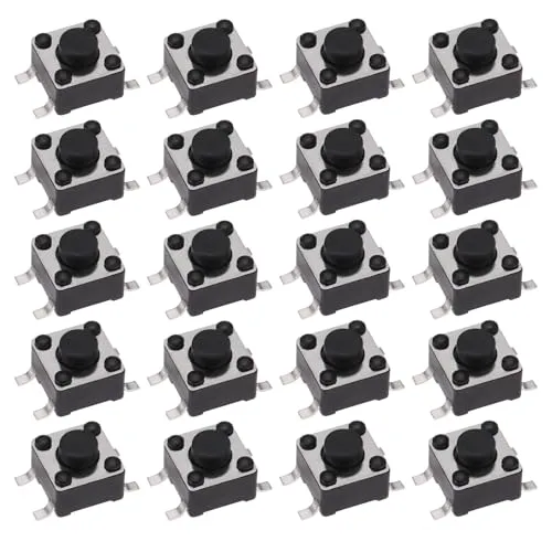 ECSiNG 50 Stück 4-poliger Tastschalter Mini-Mikroschalter Knopf 12V 50mA für Digitale Produkte Fitnessgeräte Kamera Videokamera 4,5 x 4,5 x 3,8mm