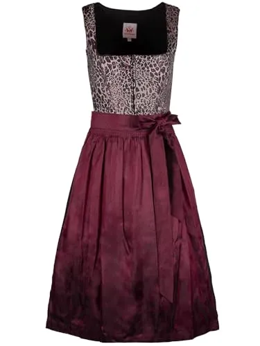 Spieth & Wensky Dirndl Gälin Leo Muster | Mididirndl 70cm - Elegantes Spieth & Wensky Dirndl für Damen mit trendigem Leo-Muster und schlichter Uni-Optik. Hochwertige Verarbeitung und praktische 70cm Rocklänge machen es ideal für festliche Anlässe.