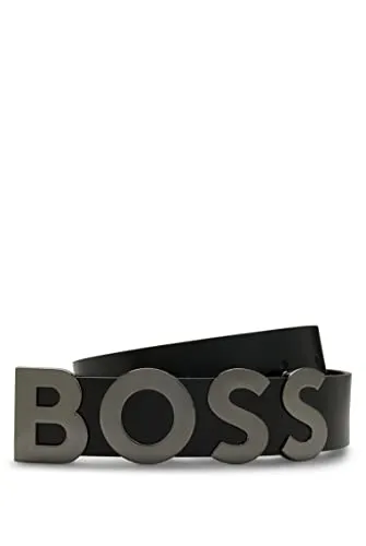BOSS Bold Gürtel in Blaugrau - Eleganter Gürtel mit glänzendem Blaugrau und stilvoller Logo-Gravur. Perfekt für das Verfeinern Ihres Looks und vielseitig kombinierbar.
