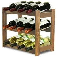 PROREGAL® Weinregal PINOTWINE - 12 Flaschen, Braun geölt - Weinregal aus massivem Kiefernholz für 12 Flaschen, ideal für kleine Räume und einfache Selbstmontage. Stilvolle Präsentation deiner Weinsammlung!