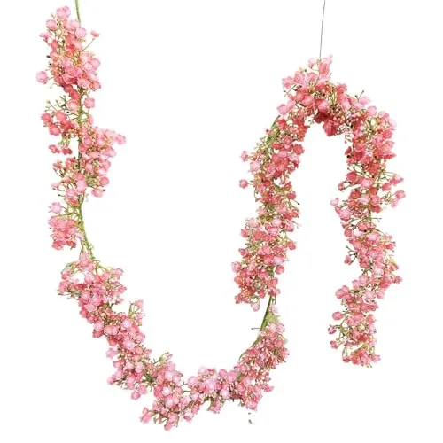 artplants.de Kunstpflanzen Schleierkraut Girlande LITAGO, rosa-pink, 180cm - Dekorative Girlande mit zarten Blüten im Rosa-Pink-Ton. Ideal für kreative Raumgestaltungen und festliche Anlässe. Verleiht jedem Raum eine frische Note ohne Pflegeaufwand.