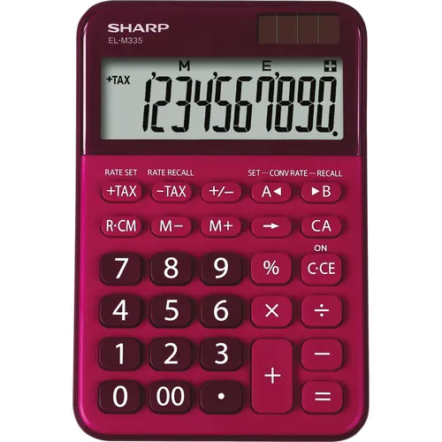 Sharp Tischrechner 10-stellig rot (Solarzellen, Batterien) (SH-ELM335BRD)