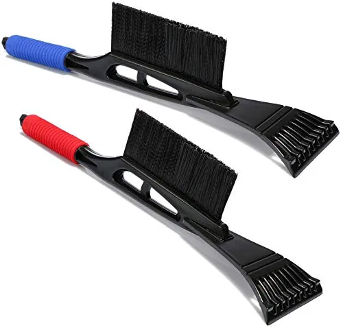 com-four® 2X Eiskratzer aus stabilem Kunststoff mit Eisbrecher und Schabkante - Eisschaber mit Schneebesen - Scheibenkratzer [Auswahl variiert] (02 Stück - 2 in 1 bunt)