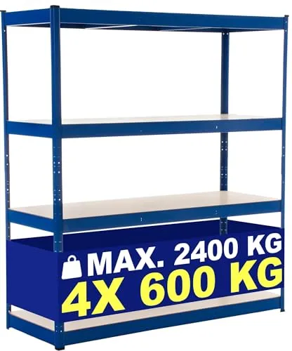 CLP Schwerlastregal 160x180x60 cm - Werkstatteinrichtung für außergewöhnlich schwere Gegenstände, mit einem robusten Metallgestell und belastbaren Böden bis zu 600 kg pro Ebene.