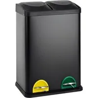 Svita TC2X20 Trennmülleimer - Kücheneimer und Office-Mülleimer mit 2 Behältern à 20 l, pflegeleicht und mit Fußtrittmechanismus für einfache Mülltrennung in modernem Schwarz.