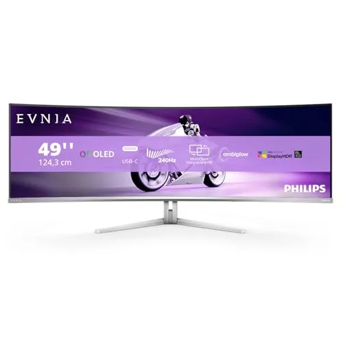 Philips Evnia 49M2C8900 - 49 Zoll Curved OLED Gaming Monitor, 240Hz, HDR400, Quantum DOT für atemberaubende Grafik und ruckelfreies Spielen