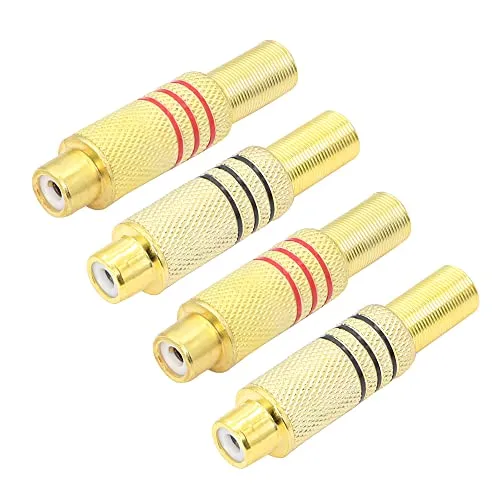 PNGKNYOCN Cinch-Audio-Anschluss, Schrauben, Audio-/Video-AV-Stereo-Buchse, mit Feder, Koaxial-Audio, vergoldeter Lötadapter, 4 Stück