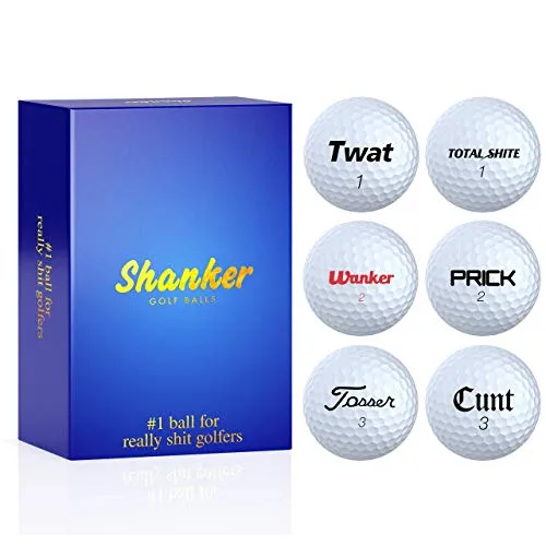 Shanker Golf Balls Hero Edition – freche schreckliche Bälle – lustiges Scherzgeschenk für Golfer (Set von 6, Neuheit, Spielqualität) – Gold gestempelte Geschenkbox