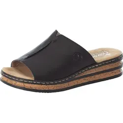 Rieker Damen Pantoletten 629M9 - Bequeme Slipper mit Keilabsatz - Wanderschuhe, ideal für den Sommer mit weicher Decksohle und stylishen Wedge-Sohle für optimalen Komfort bei jedem Schritt.