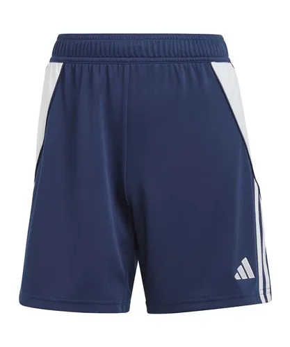 adidas Performance Tiro 24 Short Damen blau-weiß, S (34-36) - Trainingshosen mit weitem Beinabschluss, ideal für Komfort und Bewegungsfreiheit beim Sport, ausgestattet mit Kordelzug für eine perfekte Passform.