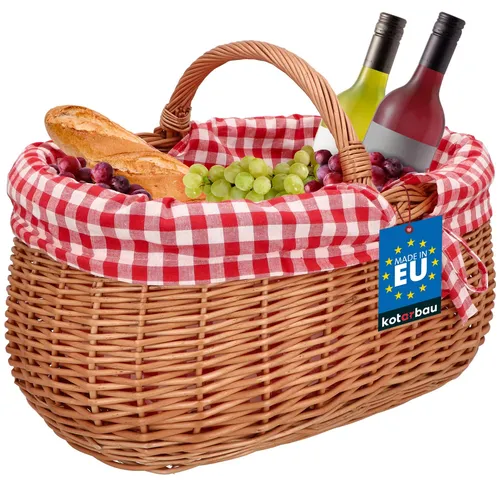 KOTARBAU® Ovaler Weidenkorb mit rotem Futter, 46 cm
