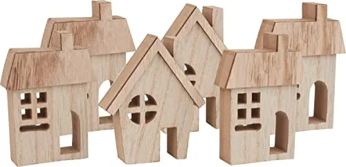 VBS 6er-Pack Häuser-Silhouetten MINI Weihnachtshaus Holzhäuser Winterdorf