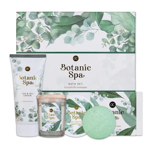 accentra - Geschenkset Frauen BOTANIC SPA 5-teilig - Hautpflegeset für Frauen mit duftenden Pflegeprodukten in Eukalyptus & Lemongrass, ideal für entspannende Wellness-Momente zu Hause – das perfekte Geschenk für jeden Anlass!