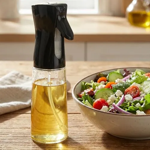 ideoon Premium Öl Sprüher & Essig Zerstäuber aus Glas 200ml – Ideal für Heissluftfritteuse, Salate & Grillen – Edle Sprühflasche 6x20cm für eine gesunde Küche im Alltag
