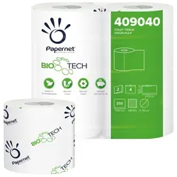 Papernet Selbstauflösendes Toilettenpapier Bio Tech 2-lagig 4 Rollen - Hygieneartikel für saubere Abwasserrohre, aktiviert Enzyme zur Vermeidung von Verstopfungen und schlechten Gerüchen. Ideal für Camping und mobile WCs.