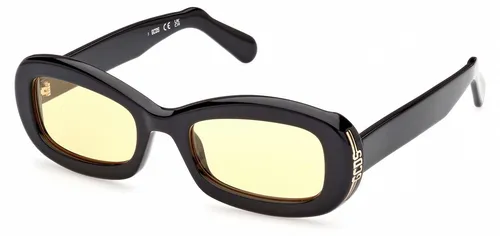 GCDS Sonnenbrille GD0027 01E 53 - Unisex Schwarz - Stylische unisex Sonnenbrille in elegantem Schwarz mit gelben Gläsern. 100% UVA & UVB Schutz für den perfekten Sommerlook. Ideal für jeden Anlass und mit praktischem Soft Etui.