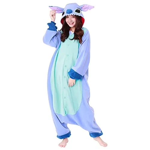 Stitch Onesie (Lilo & Stitch Disney) Kigurumi - Kostüm für Erwachsene, offizielles SAZAC Kigurumi mit hochwertigem Polyester-Fleece für ultimativen Komfort und Gemütlichkeit.
