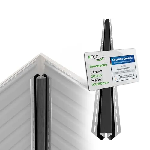 HEXIM Siding Fassadenpaneele außen Fassadenverkleidung wetterfest Kunststoffpanelee PVC-U Verkleidung Außenwand Hausverkleidung UV-beständig - (Inneneckprofil anthrazit)