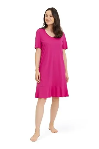 Rösch Nachthemd mit Schößchen-Detail Pink Baumwolle/Modal 1253249 46, 10046