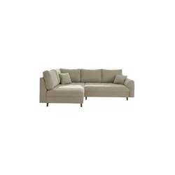 S-Style Möbel Ecksofa Leif mit Braun Holzfüßen - Ecksofa im skandinavischen Stil aus hochwertigem Boucle-Stoff, bietet höchsten Komfort mit Wellenfederung und 5 Rückenkissen für entspannte Stunden.