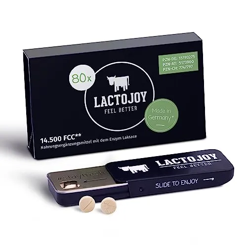 LactoJoy Laktase-Tabletten I 14.500 FCC I 80 Stk. - Lactase Enzym bei Milchzucker Unverträglichkeit