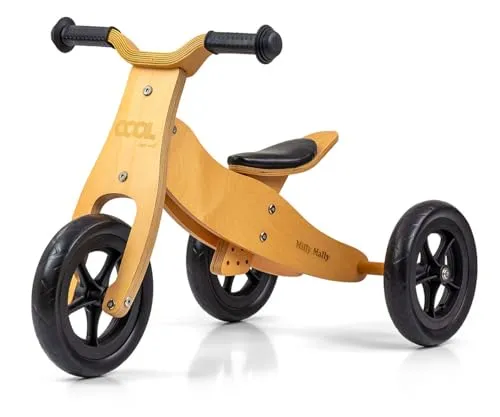 Milly Mally 5901761125221 Ride on 2in1 Cool Natural, braun Dreirad, Laufrad für Kinder