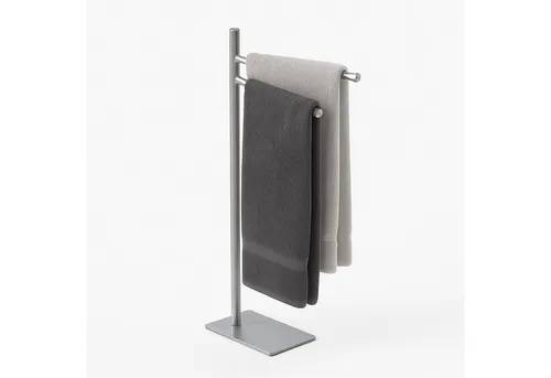 relaxdays Doppelhandtuchhalter aus Edelstahl, 2-armig - Handtuchstangen mit modernem Design, schwenkbaren Armen und stabiler, bohrfreier Montage – ideal für eine stilvolle und funktionale Badezimmergestaltung.