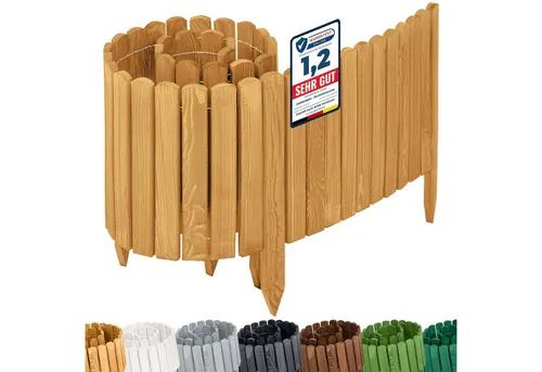 Garronda Zaun Rasenkante Holz Beeteimfassung 200 x 40cm Flexibler Rollborder GD-0106