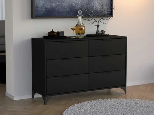 Beautysofa Kommode HOME 6S – 120 cm, schwarz mit 6 Schubladen - Stilvolle Kommode mit 6 praktischen Schubladen, ideal für Ordnung und Stauraum. Breite: 120 cm, hochwertige Verarbeitung und einfache Montage für Ihr Zuhause.