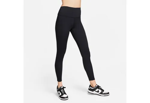 Nike Damen One 7/8 Leggings schwarz – Bequem und Vielseitig - Laufbekleidung mit hohem Bund, Taschen und Dri-FIT-Technologie für trockenen Tragekomfort. Ideal für Workout und Freizeit, passt perfekt zu Crop Tops.