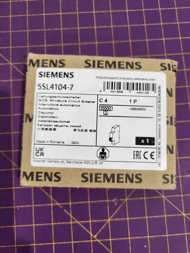 Siemens 5SL4104-7 Leitungsschutzschalter 1polig 4A 230 V, 400V _0,16_5