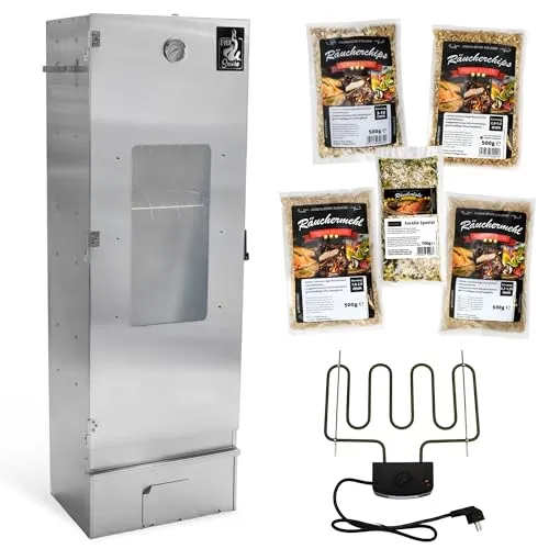 Eversmoke Räucherofen Excellent II Large– Edelstahl Räucher Starter Set mit Sichtscheibe, Thermometer & Zubehör
