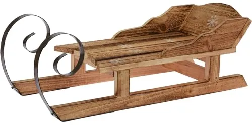 itsisa Deko Schlitten aus Holz 47x18 cm - Nostalgie Schlitten, Winterdeko, Deko Skihütte, Weihnachtsdeko, Winter Dekoration
