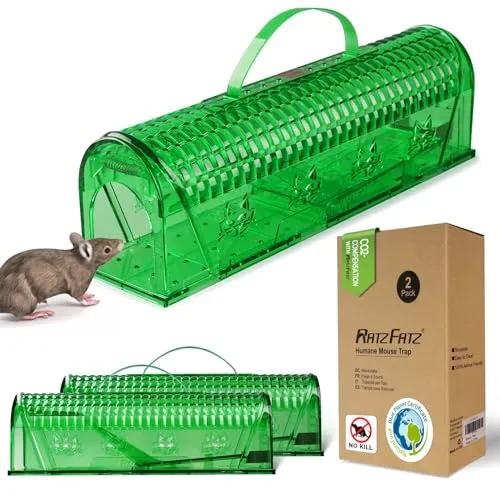 RatzFatz® 2X Premium Mausefalle Lebend Lebendfalle Wiederverwendbare Außen und Innen, Innovativer Mechanismus