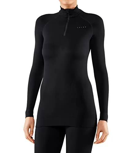 FALKE Damen Baselayer-Shirt Maximum Warm High Zip Neck - Funktionsunterwäsche für höchsten Tragekomfort: Langarmshirt aus schnelltrocknendem Material, ideal für Winteraktivitäten wie Laufen, Radfahren und Ski. Geruchshemmend und atmungsaktiv für maximale Bewegungsfreiheit.