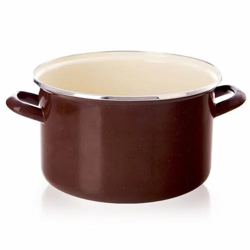 Emaille-Topf Kochtopf Schmortopf emailliert BROWN 22 cm 4 L