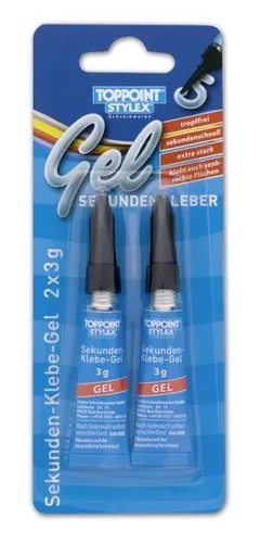 Stylex 31051 - Extra starker Sekunden-Klebegel - Klebstoffe - 2 Tuben à 3 g, tropffrei und sekundenschnell, ideal für senkrechte Flächen und vielseitig einsetzbar auf Kunststoff, Metall, Holz, Glas und Stein.